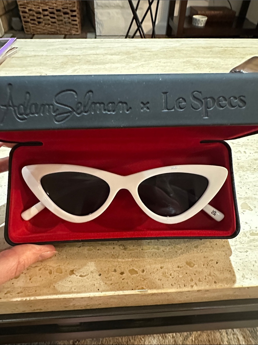 Le Specs White Cat Eye Sunglasses with Black Lenses